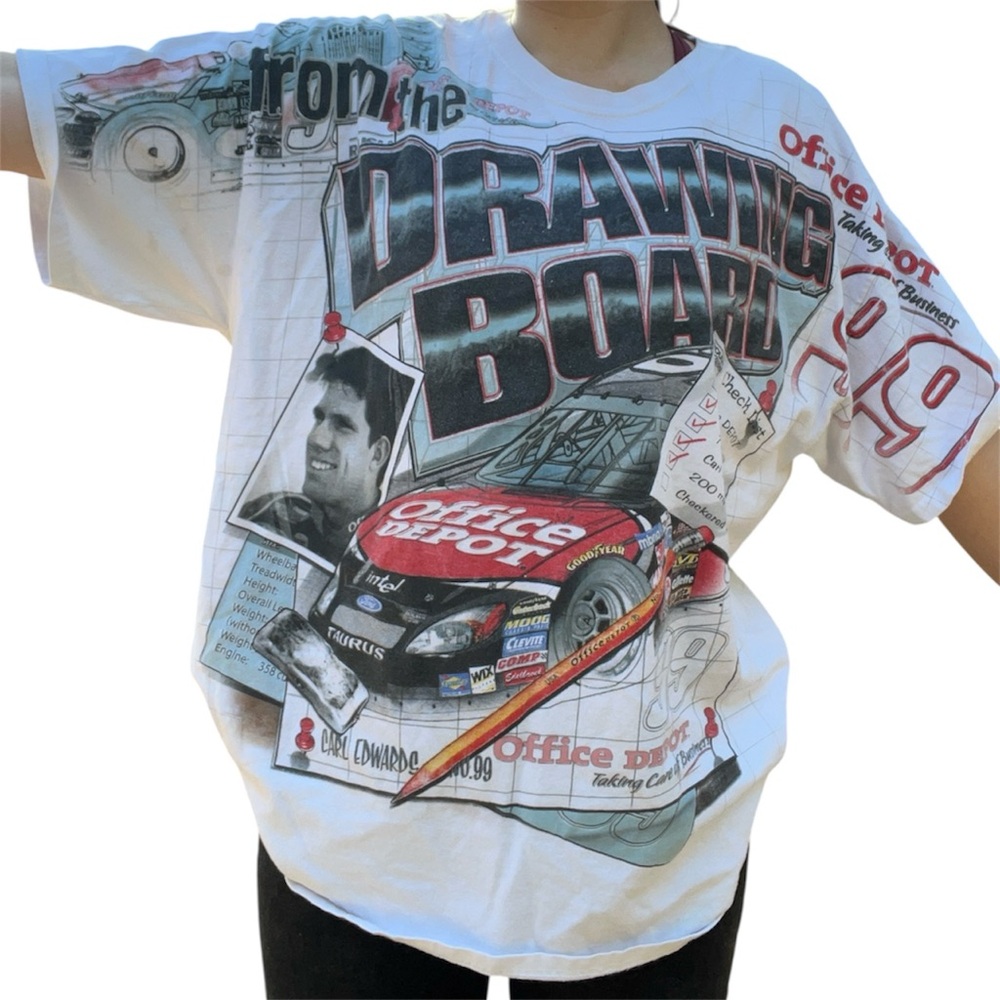 Vintage 2000s NASCAR Carl Edwards #99 Office Depot Racing Tee – Men’s XL